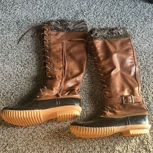 Knee High Duck Boot Fleece Lined